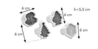 Формочки с печатью для печенья DELICIA, 4 шт., рождественские, арт. 630857