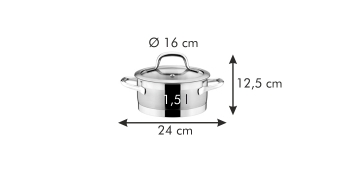 Кастрюля PRESIDENT с крышкой d 16 cm, 1.5 л., арт. 780241