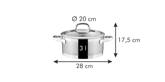 Кастрюля PRESIDENT с крышкой 20 cm, 3.0 л., арт. 780243