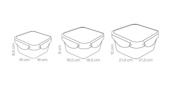 Контейнеры квадратные в наборе FRESHBOX 1.2, 2 и 3 л., арт. 892042