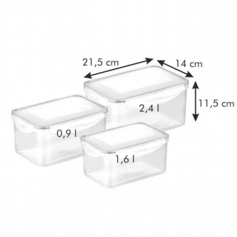 Контейнер FRESHBOX 3 шт., 0,9, 1,6, 2,4 л, глубокий, арт. 892106